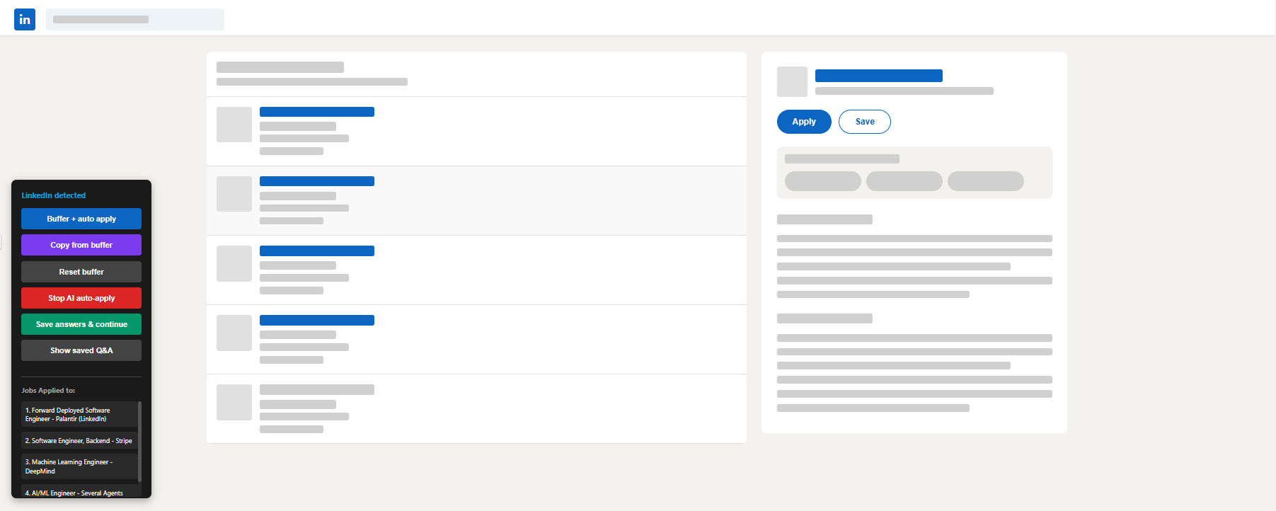Job Screening Automation mockup showing automated recruitment interface